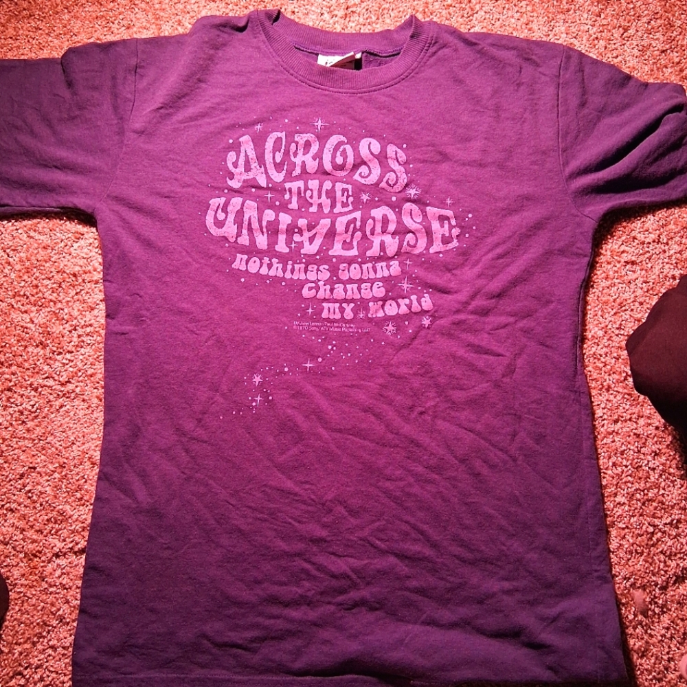 Beatles Lyrics By Lennon And McCartney Blue Across The Universe Shirt Medium